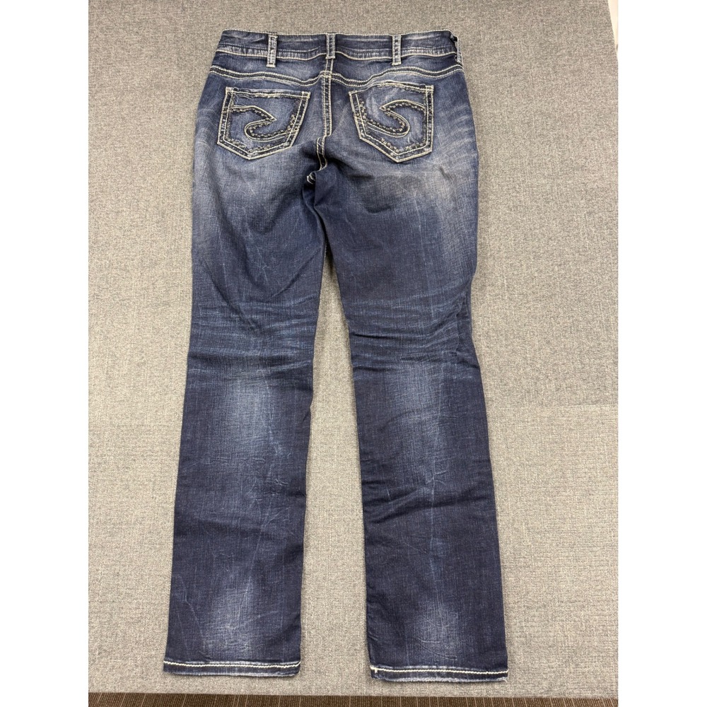 Silver Jeans Co Suki Straight Dark Wash Denim W93413SDI349 Size 14 L30 - Picture 7 of 7